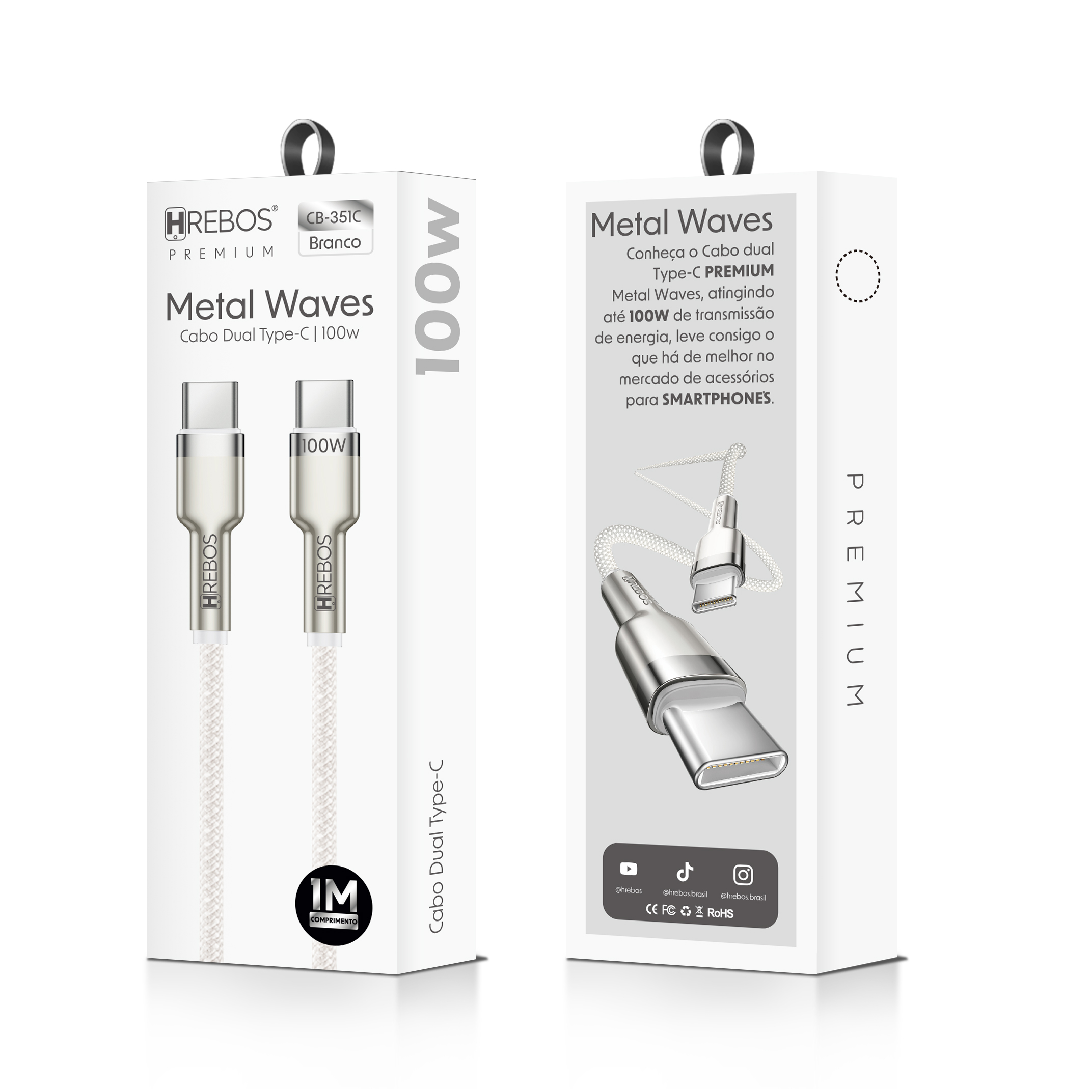 Cabo Turbo Metal Waves - Branco - Hrebos